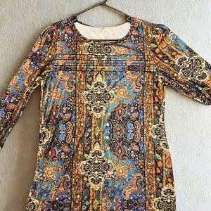 Amazon Women's Multicolor Bohemian Long Sleeve Tunic Top - Size Medium